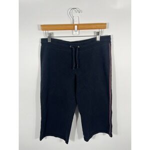 Y2K Womens Goucho Wide Leg Pants Petite S Navy Mid Rise Stretch Euro Summer Chic